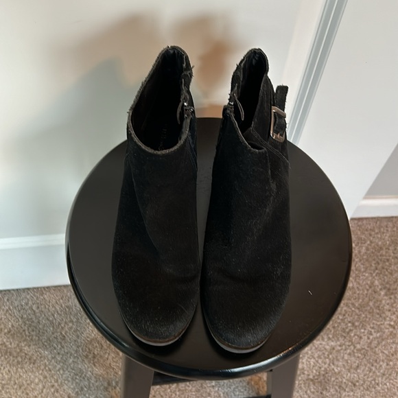 Black suede size 7 shoe boots.  GH Bass leather boots.  Side zipper closure. - Picture 2 of 6